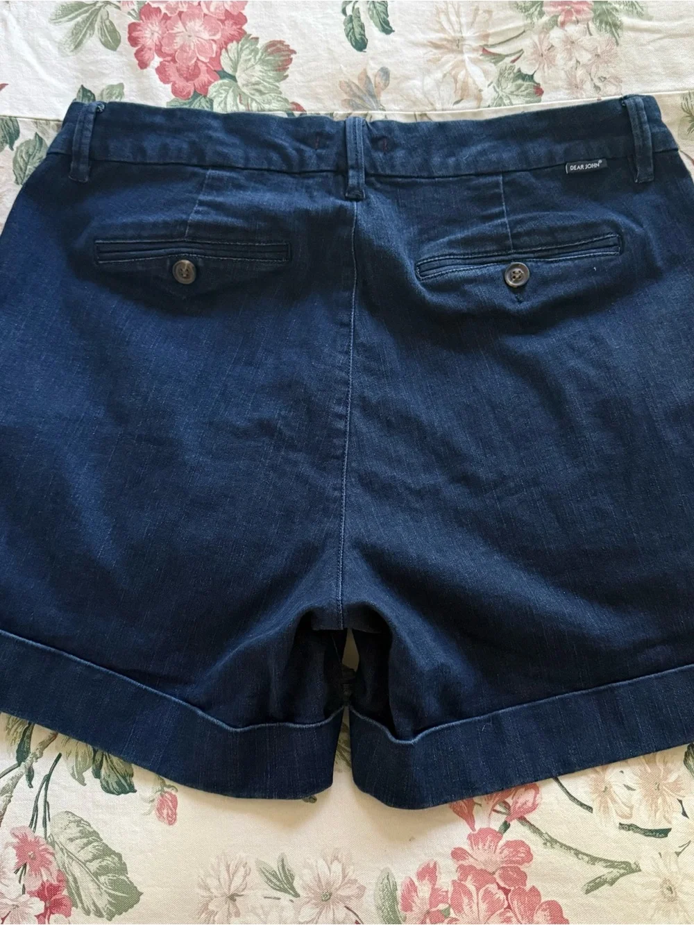 Dear John Hampton Preppy Denim Classic Cuffed Shorts Dark Wash Indigo Plus 16W